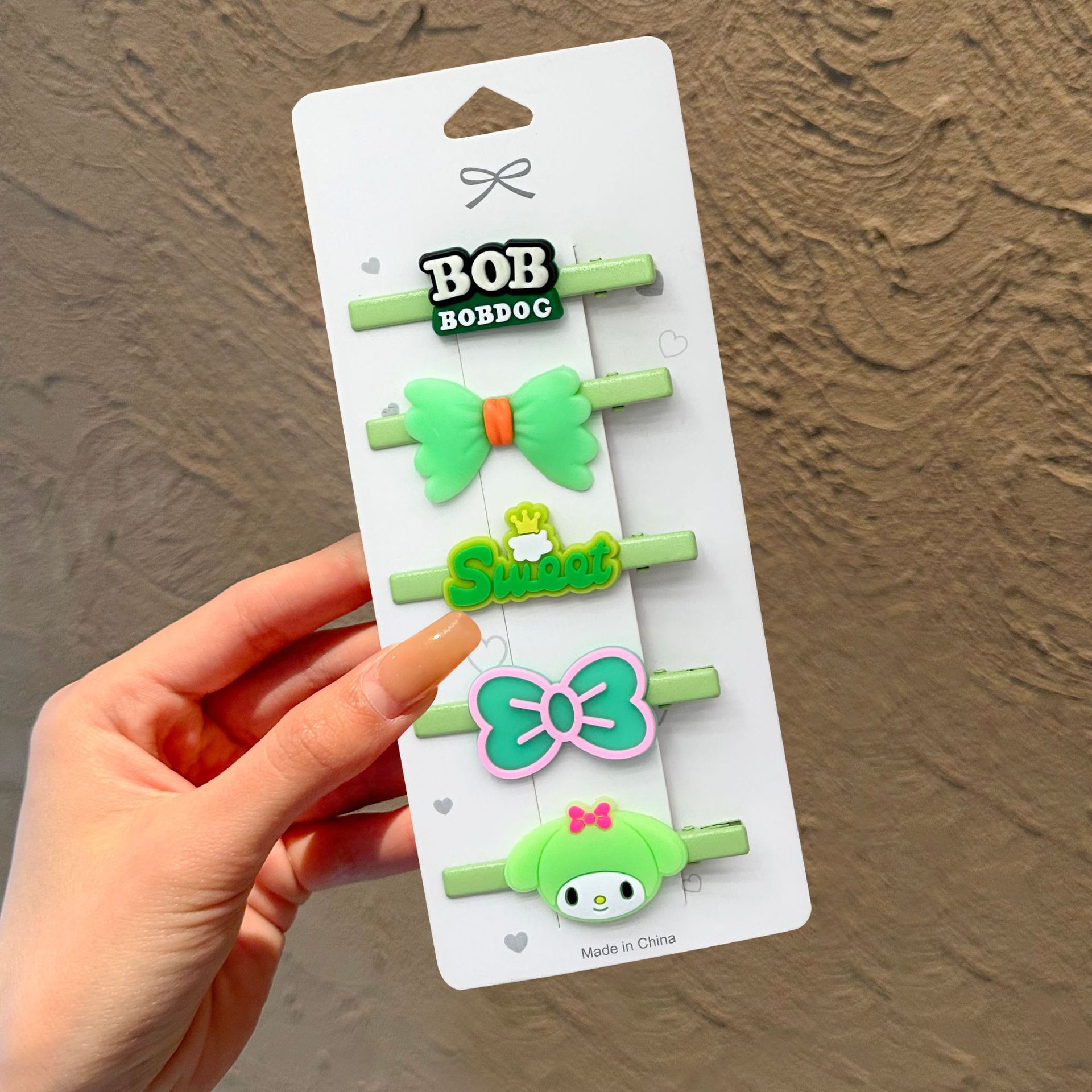 Lindo Sanrio lazo horquilla tocado niña bebé pinza de pelo roto flequillo juego de clip de una palabra para niña