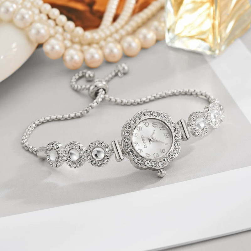 Vintage Full Diamond Adjustable Watch Chain Light Luxury Retro Temperament Bracelet Versatile Commuter Jewelry