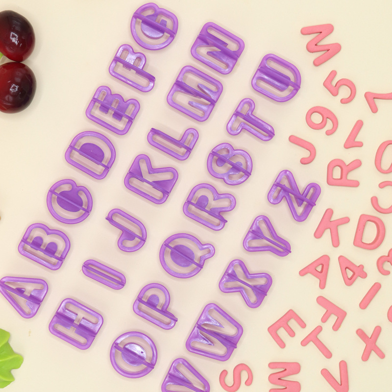 DIY herramientas para hornear símbolo fondant cake decoración molde de impresión 40 piezas carta número plástico