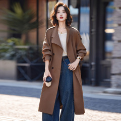 双排扣风衣外套女长款春秋季2025新款高级感大码收腰显瘦气质上衣