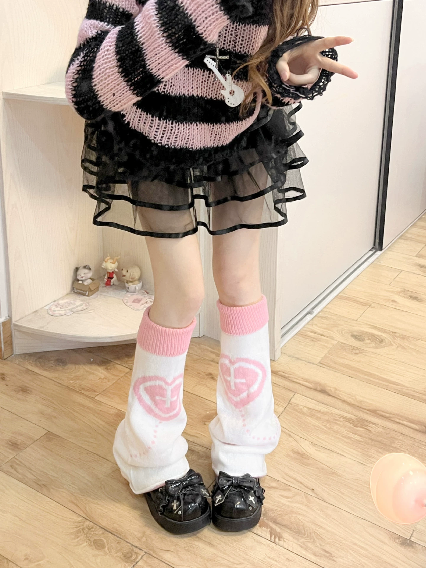 Голени-варежки (Millennium) Y2K Lolita Bow Lace Calf Socks Set, один размер