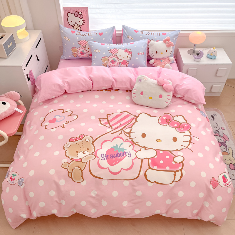 美楽蒂純綿ベッド4点セットのクロミアニメ純綿学生寮3点セットのベッドカバーkt