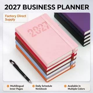 2027年笔记本礼盒套装定制 365天每日计划中英西语索引绑带日程本