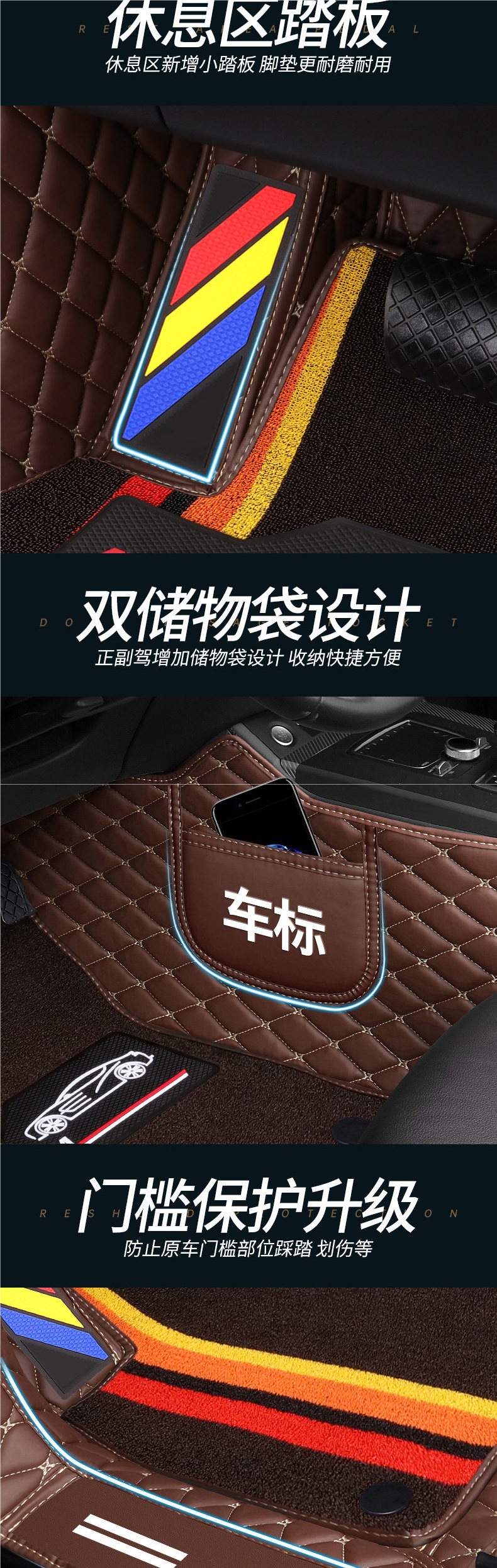 Specialized car floor mats, full coverage, new and old model car mats, driver's side carpet, silk loop foot mats, floor mats