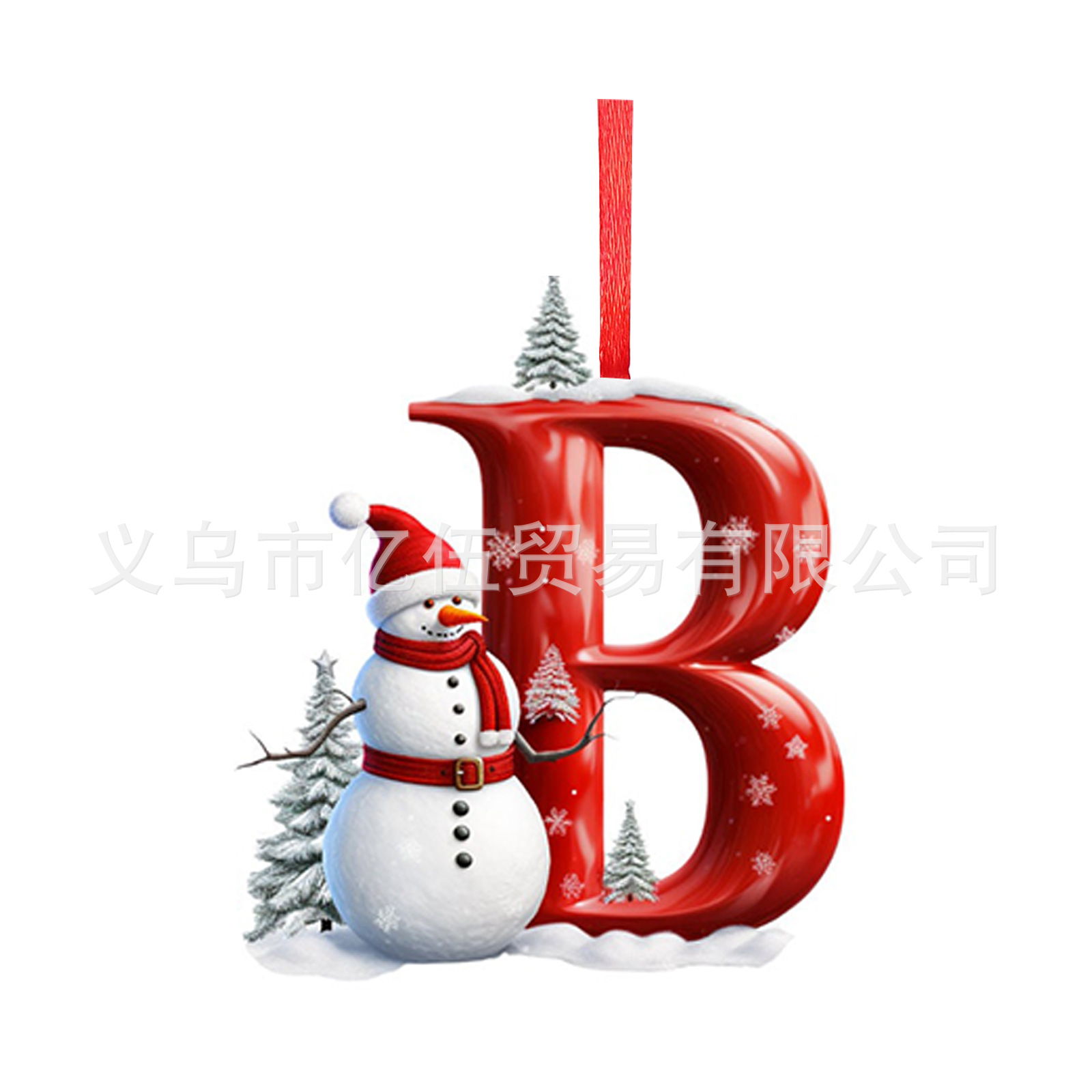 Nuevos productos transfronterizos 26 letras muñeco de nieve bebé colgante de Navidad acrílico plano árbol de Navidad decoración para el hogar colgante image 7