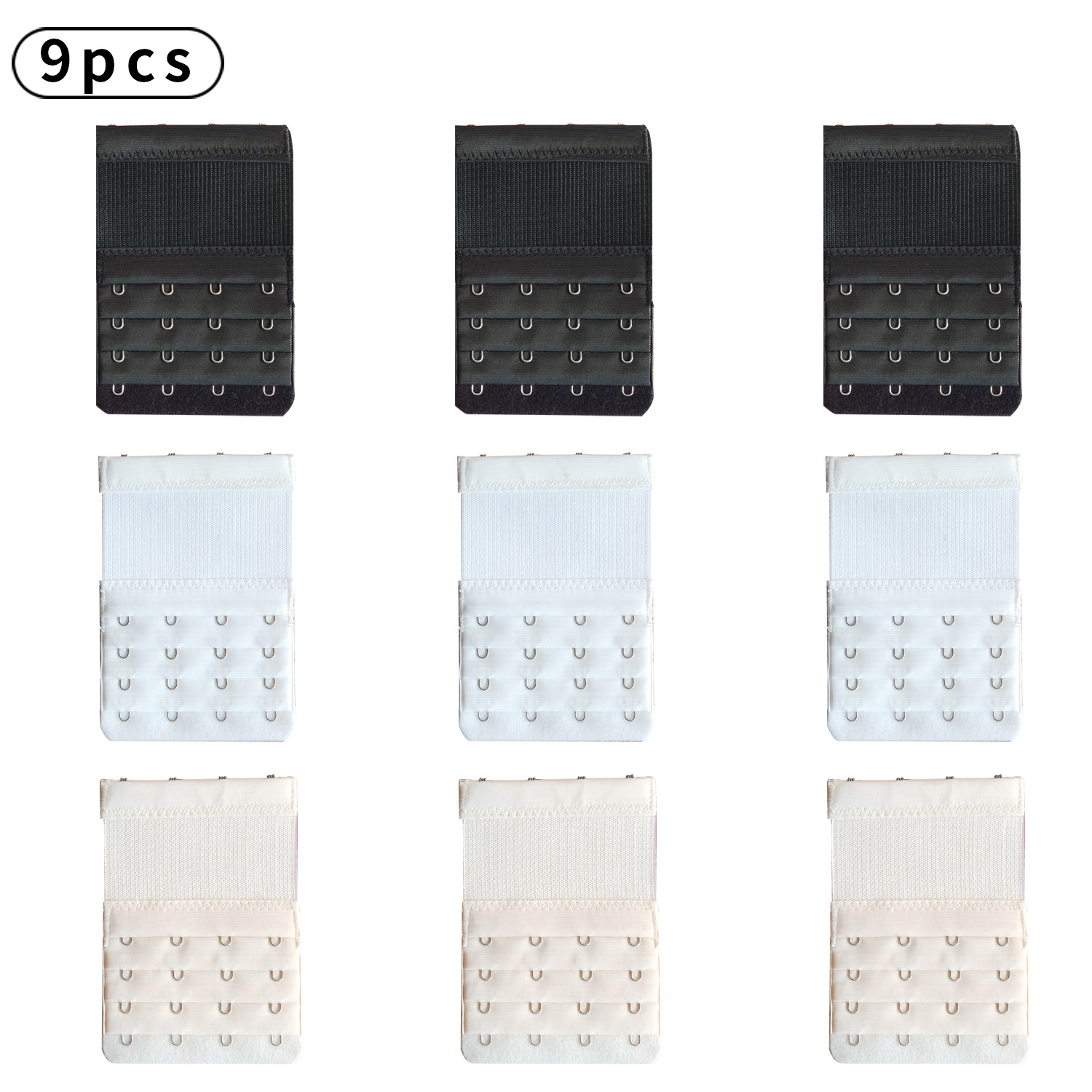 9pcs锁密四排四扣文胸加长扣弹力松紧内衣延长扣后背胸罩搭扣跨境|ru