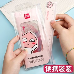 Deli four-piece ruler set for primary school students, ruler, triangle ruler, Japanese and Korean cute ruler, transparent multi-functional set wholesale