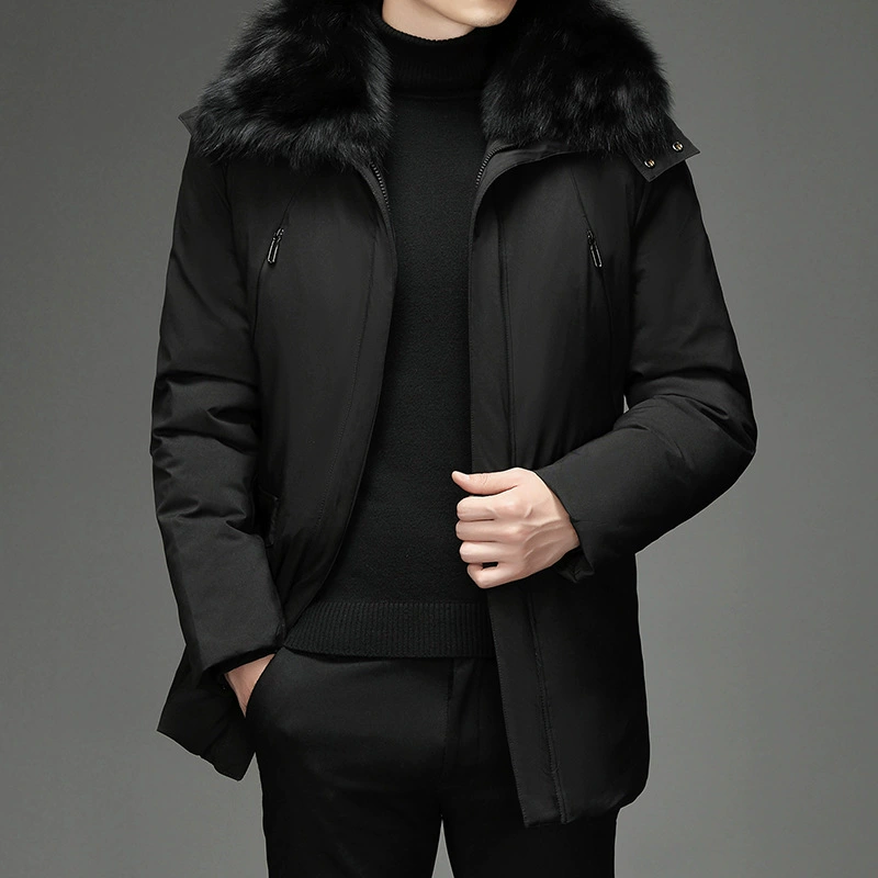 Новая рабочая одежда оптом для трансграничной торговли: утепленная куртка-пуховик средней длины для пожилых мужчин, для папы и дедушки, в европейском и американском стиле.