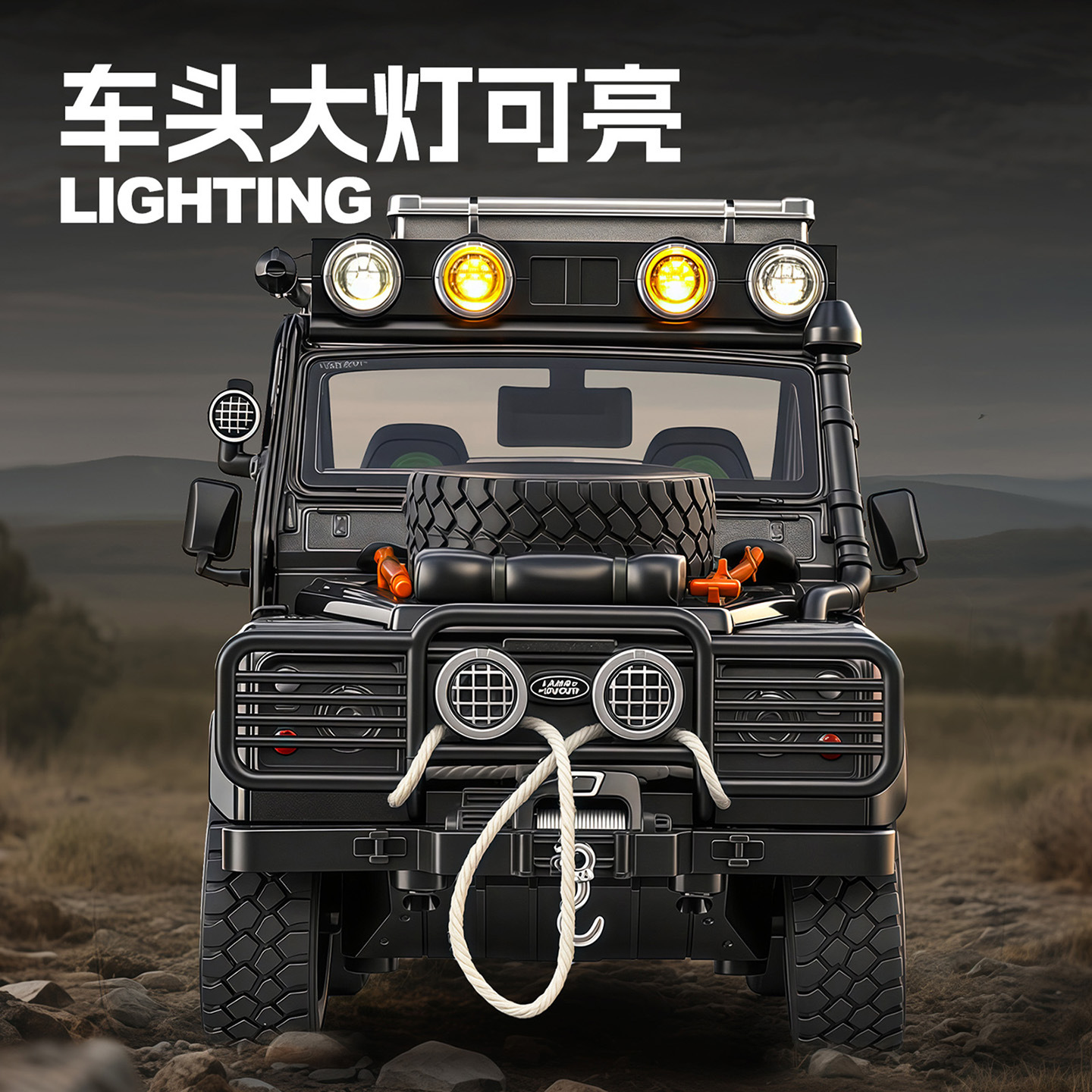 1: 24 Land Rover Defender Off-road aleación adornos juguetes infantiles retroceso luz modelo de simulación recomendado al por mayor