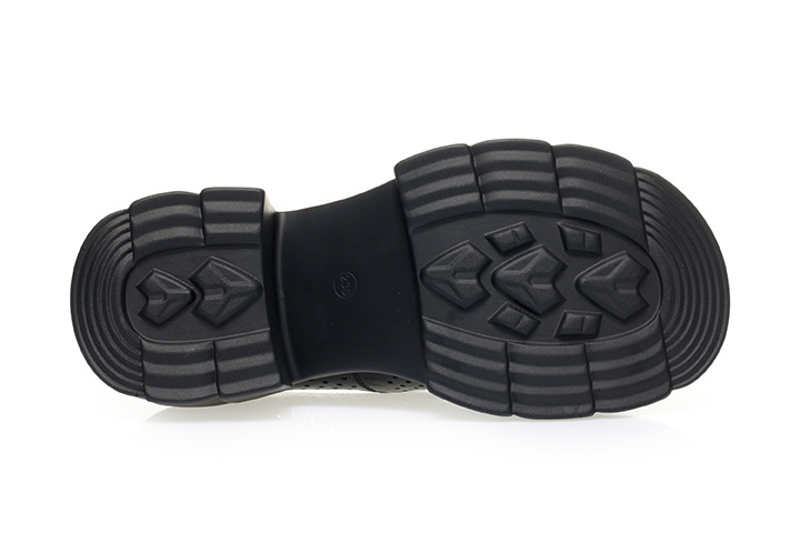 Sandal cao gót đế dày nữ hở mũi, thoáng khí mùa hè, da thật — Màu be chi tiết 13