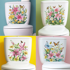 外貿熱烈花朵蝴蝶兒童臥室馬桶貼家居裝飾牆貼貼紙自粘批發跨境