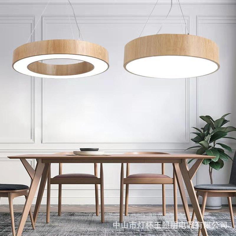 LED circular anillo de madera candelabros oficina gimnasio cafetería anillo de forma especial industrial candelabros de viento