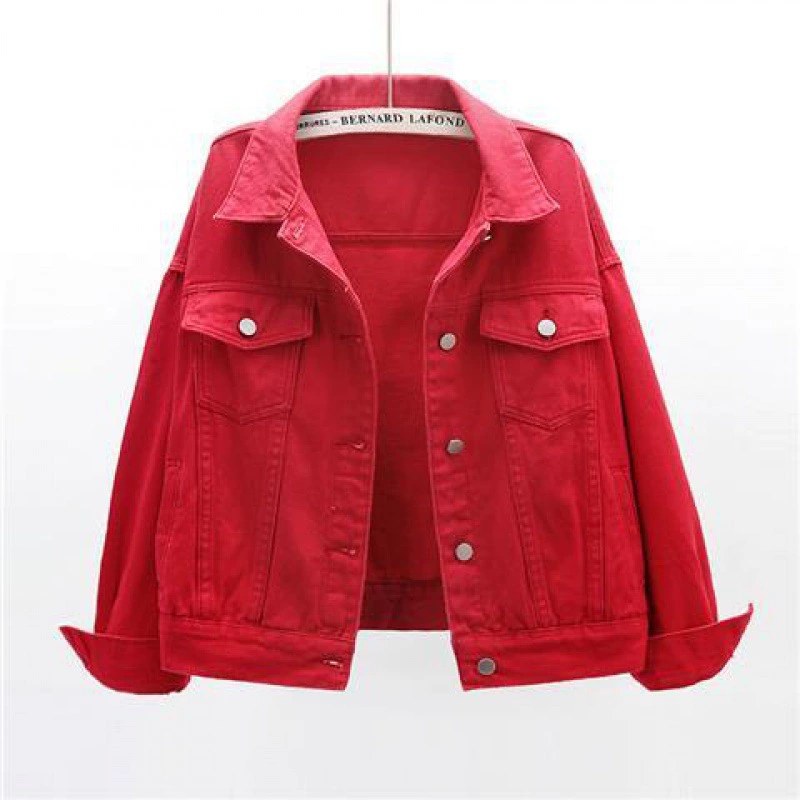 Jacket, denim short long-sleeve for students, Korean style