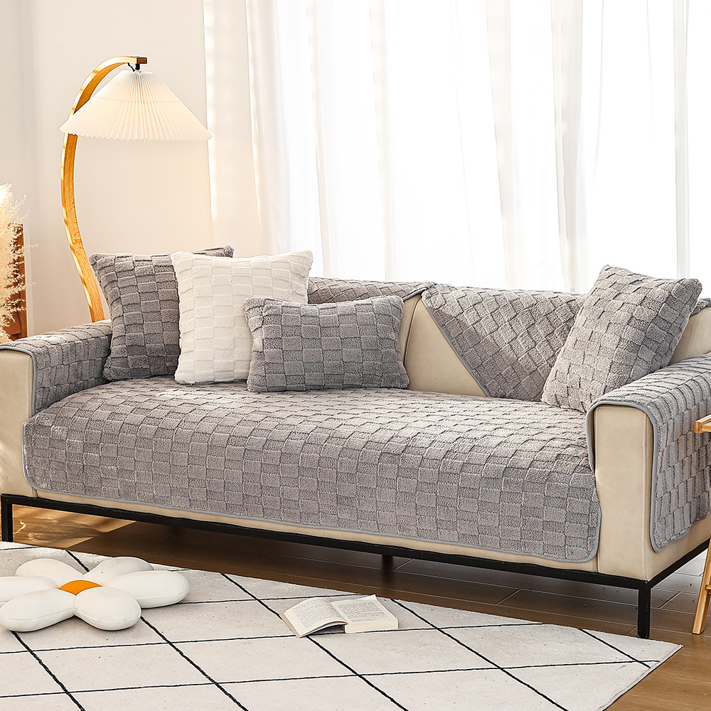 Otoño e invierno nuevo nórdico ins lechoso blanco felpa sofá cojín transfronterizo engrosado sofá cojín antideslizante sofá cubierta toalla