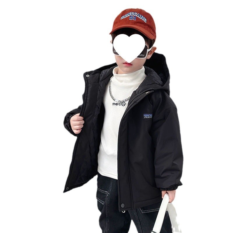 소년 가을 겨울 중간 두꺼운 재킷 23 년 어린이 올매치 방풍 및 방비 재킷 유행 어린이 두꺼운 재킷