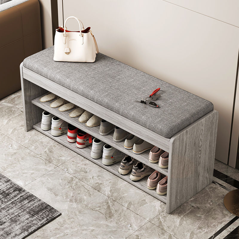 Taburete de cambio de zapatos en la puerta, taburete, zapatero, hogar integrado, almacenamiento simple, zapatero, bolsa suave, puerta, taburete de zapatos
