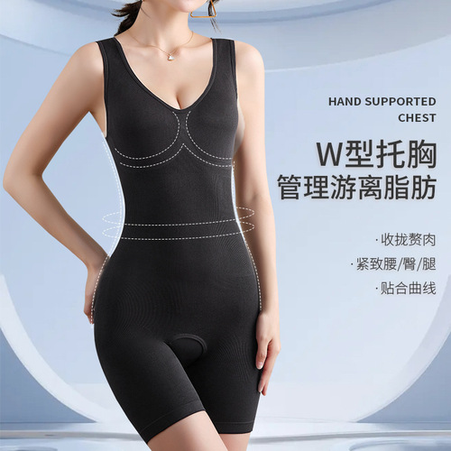 Cross-border plus-size body-shaping jumpsuit, corset, waist-slimming, body-shaping corset, chest-supporting, push-up tummy-controlling garment, open-fit tummy control pants