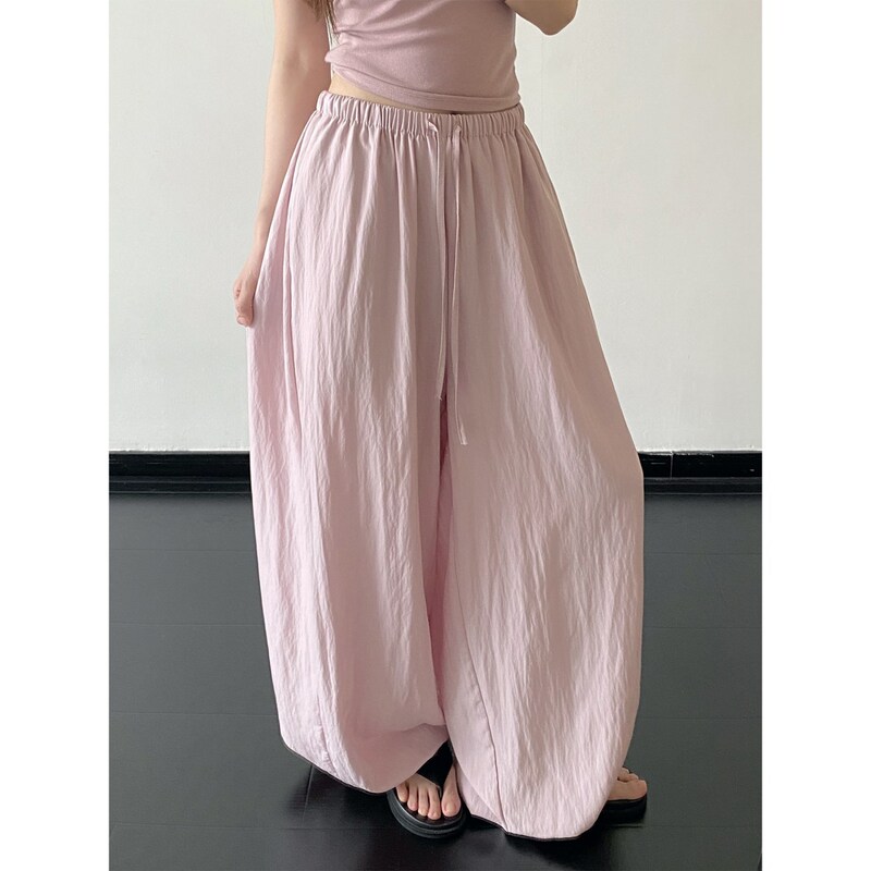 2026 New Style Milk Leather Lantern Pants, Washed with a Misty Texture, Loose Drawstring Lantern Pants, Long Pants, Wide-Leg Pants 2026 New Style Milk Leather Lantern Pants, Washed with a Misty Texture, Loose Drawstring Lantern Pants, Long Pants, Wide-Leg Pants