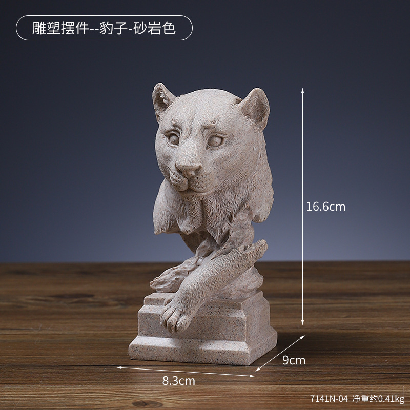 Animal Head Resin Ornaments Nordic Lion Eagle Crafts Office Decoration Living Room Entrance Sculpture Decoration