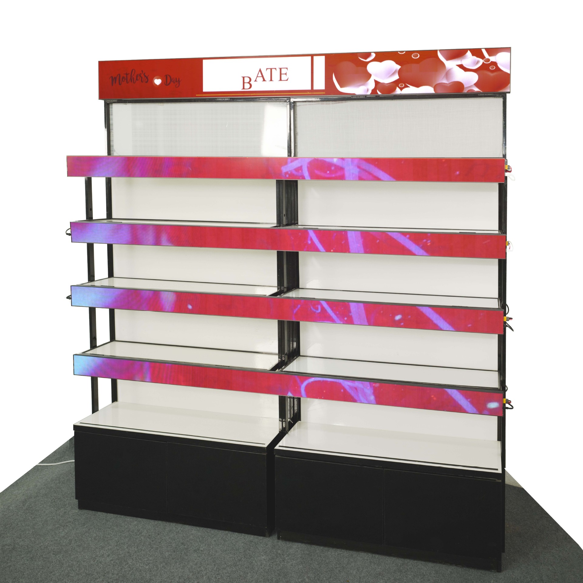 P0.7COB pequeño paso led estante pantalla de barra de supermercado estante de exhibición HD colgante led pantalla publicitaria de pantalla a color completo