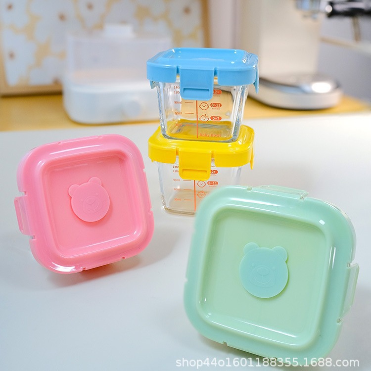 钠钙玻璃碗儿童辅食盒保鲜盒餐具家用耐高温密封辅食碗套装婴儿碗