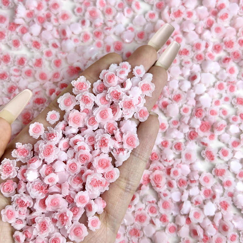 Luminous tremolo explosions pink rose nail jewelry simulation flower halo nail material bag wholesale