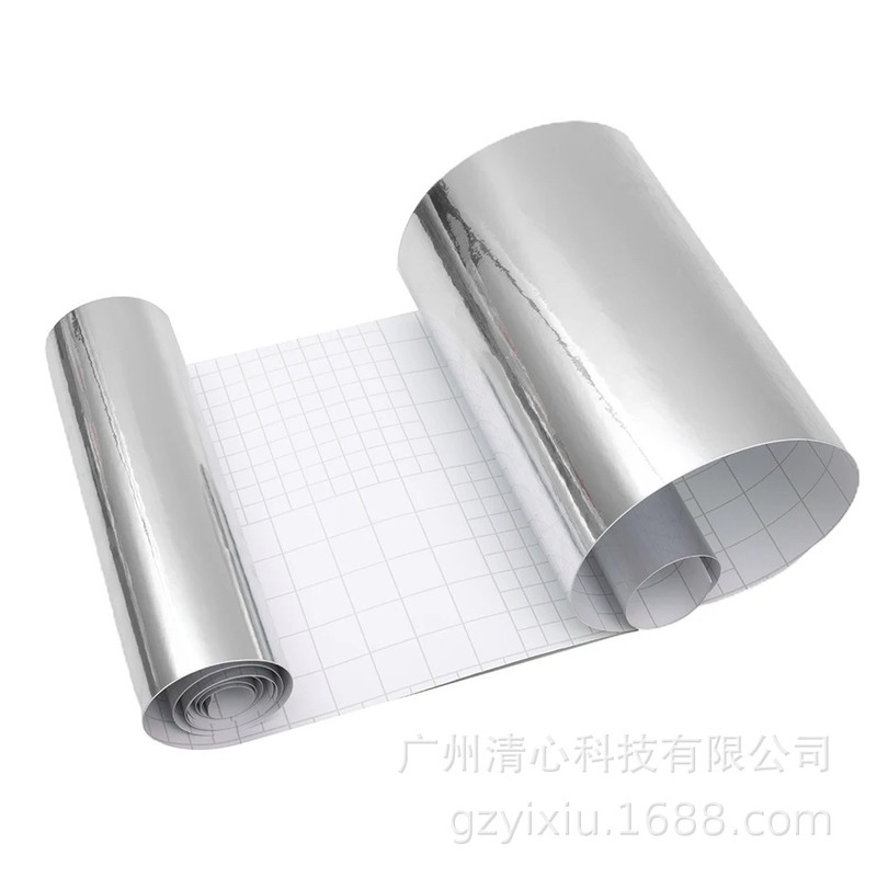 自己粘着 PVC 電気メッキシルバークロームミラービニール 20*152 センチメートル抗 UV 高粘着ステッカー車の装飾フィルム|undefined