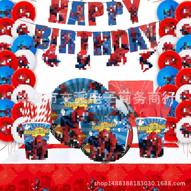 Spider-Man Party Decoration Supplies Superhero Birthday Party Set Paper Plates Paper Napkins Paper Cups Balloons Banner Spider-Man Party Decoration Supplies Superhero Birthday Party Set Paper Plates Paper Napkins Paper Cups Balloons Banner