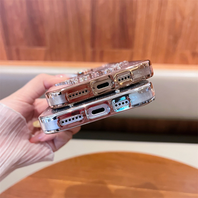 ドリルを入れた平面蝶メッキフラッシュ粉はiphone16 promax携帯電話ケース14リンゴ15/13に適用されている|undefined