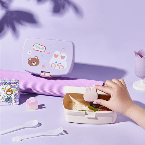 新品儿童塑料辅食盒便携带盖锁扣宝宝小零食盒可爱卡通儿童便当盒