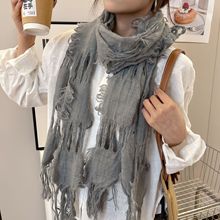 落池针织~废土风做旧破破护颈围巾女Y2K秋冬季纯色百搭保暖男围脖