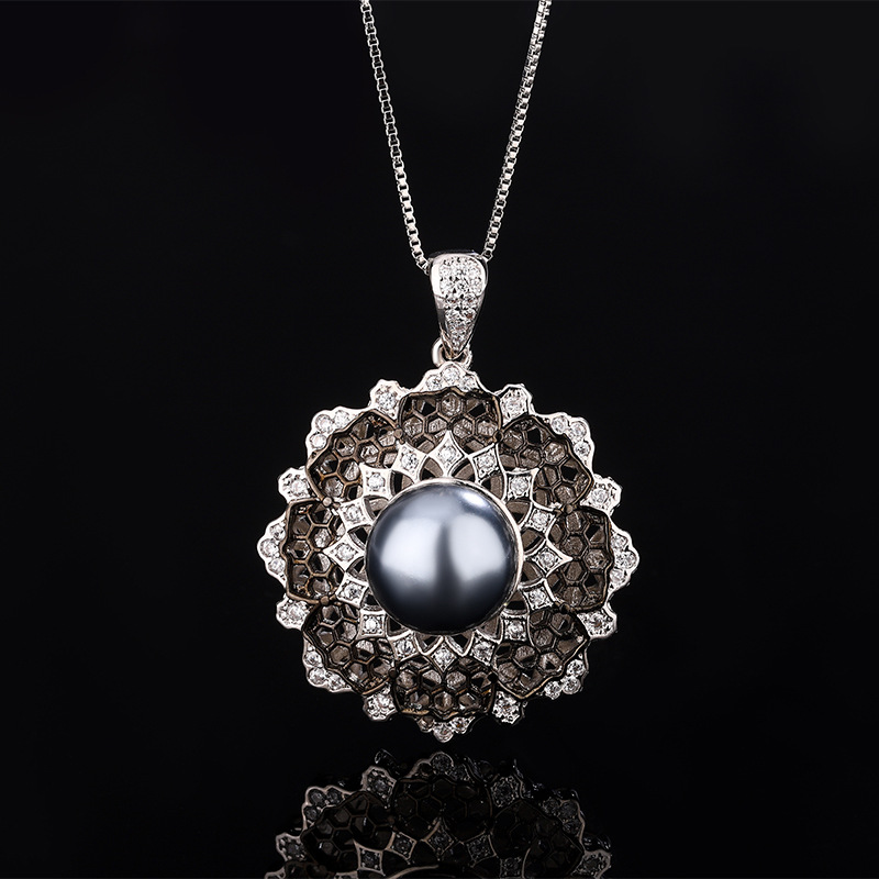 2024 nuevo estilo Zhuang Shengsheng joyería fondo de cobre chapado en gris perla moda retro juego de trefilado 12-10mm