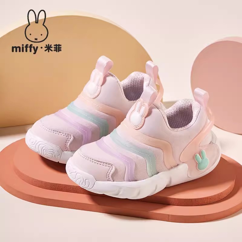 MIFFY/米菲童鞋女童春秋透气网面一脚蹬休闲运动鞋轻便软底毛毛虫|undefined
