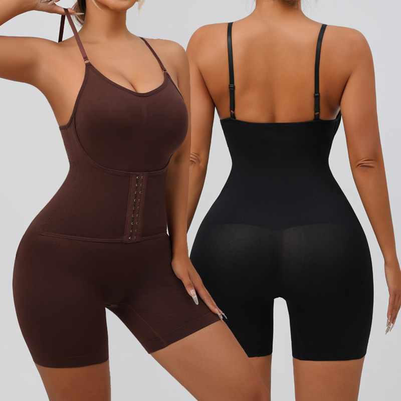 Bodysuit voor dames in grote maten met buikcontrole, tailleversmallend effect, knoopsluiting, shapewear, platte pijpen, jarretelgordel, ademend en vochtregulerend._voghion.com