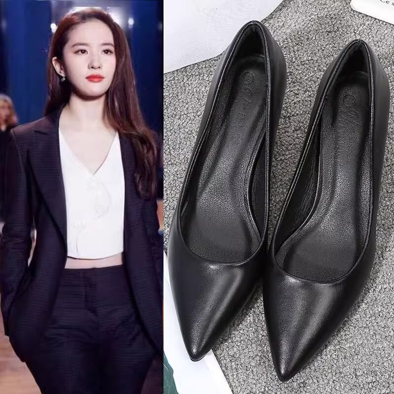 Elegant Soft Leather Shoes with Thin Heels, Soft Leather Single Shoes with Medium Heels, 2026 Black Formal High Heels, Professional Stewardess Work Shoes for Women Elegant Soft Leather Shoes with Thin Heels, Soft Leather Single Shoes with Medium Heels, 2026 Black Formal High Heels, Professional Stewardess Work Shoes for Women