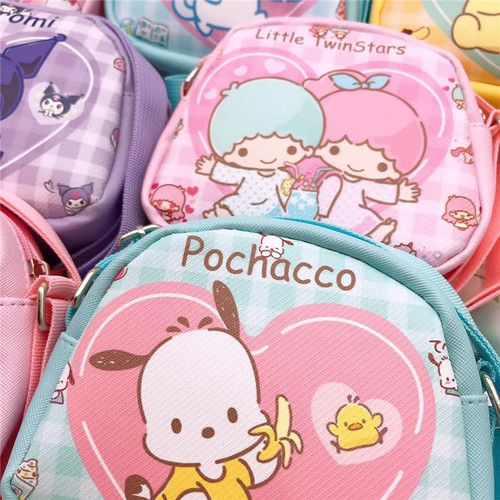 Cartoon children's cross-body shoulder bag Japanese cute Kuromi Pacha dog pudding dog primary school student carry-on storage bag