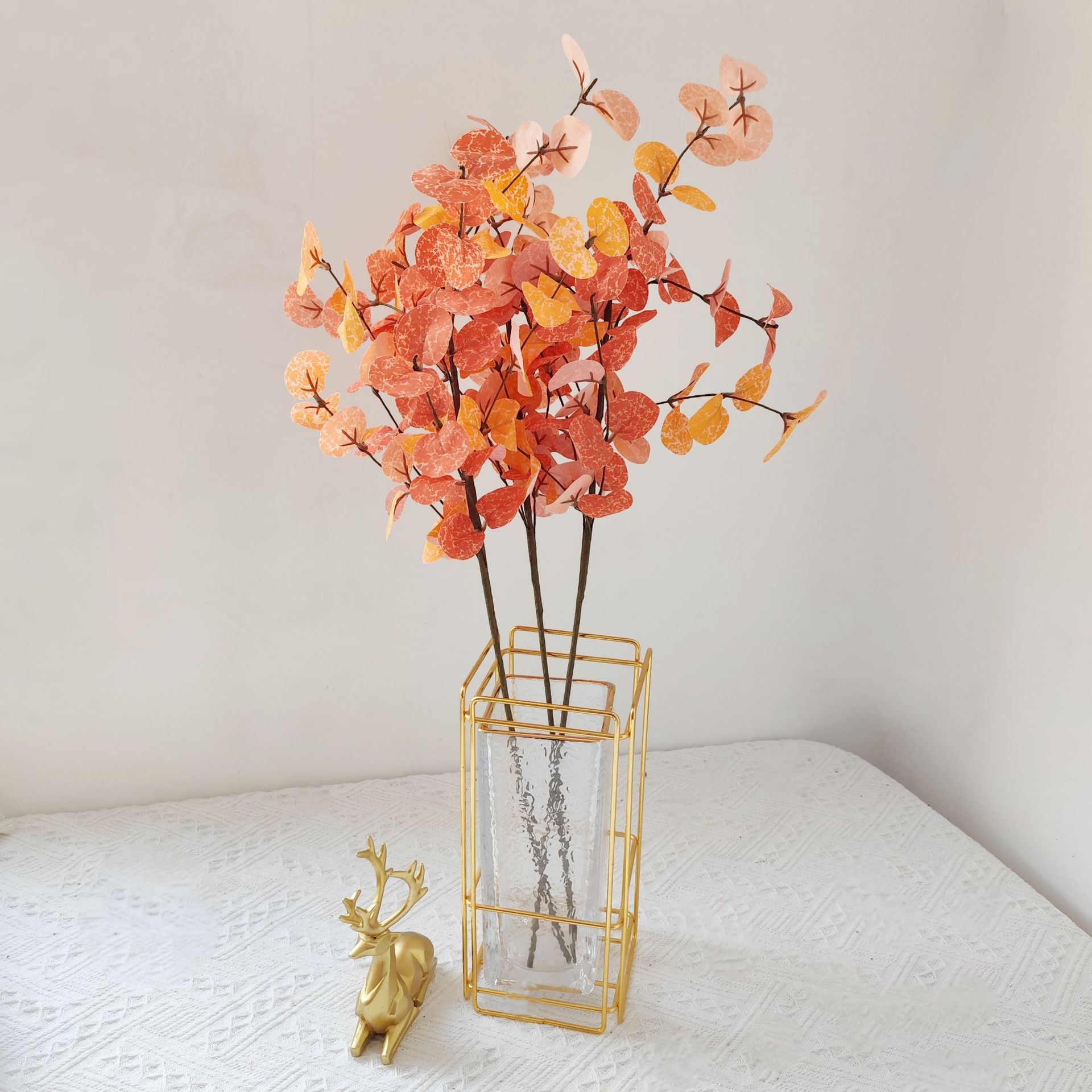 Simulación de otoño ramas de eucalipto decoración de estilo europeo flores de seda decoración floral boda ramas de eucalipto festival de cosecha image 3