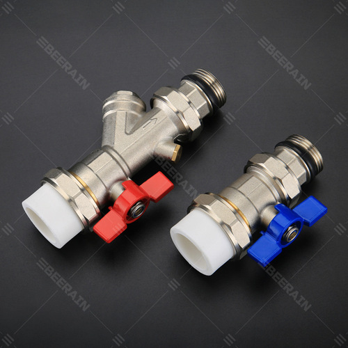 Straight set valve floor heating water collector inlet and return valve PPR single hot melt outer wire brass ball valve water distributor set valve