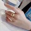 Brand ring, golden diamond retro universal stone inlay, simple and elegant design, 18 carat, French retro style