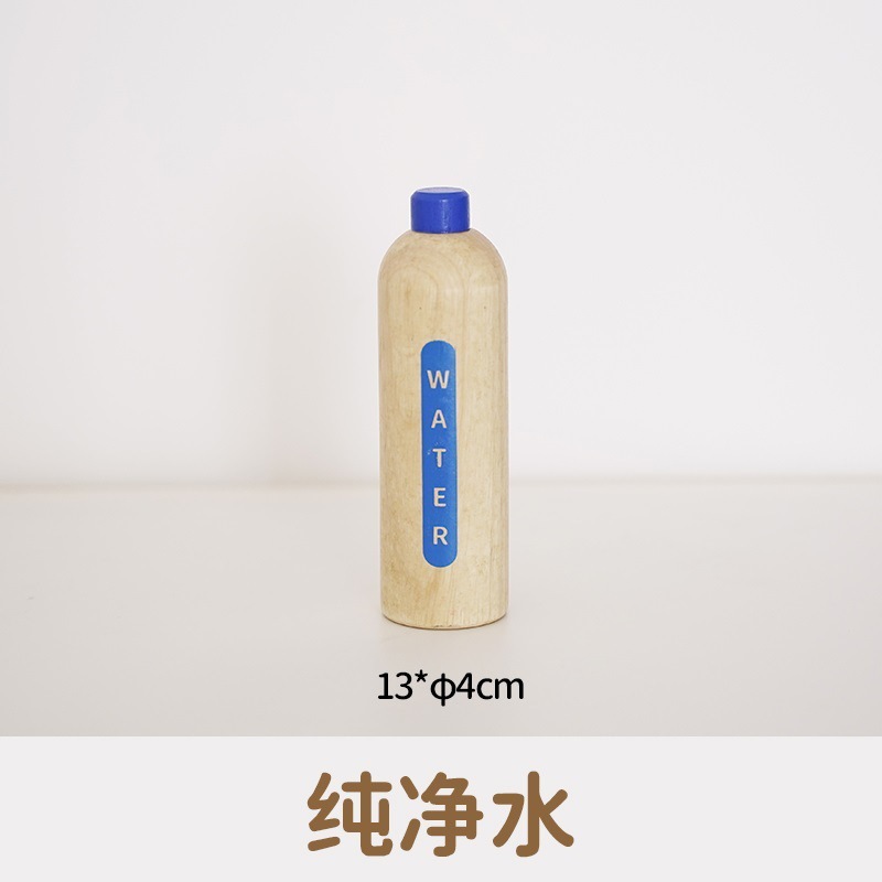 Botella de condimento de juego, juguetes, accesorios de cocina, platos de madera, juegos de niños, botellas de bebidas, botellas de leche con salsa