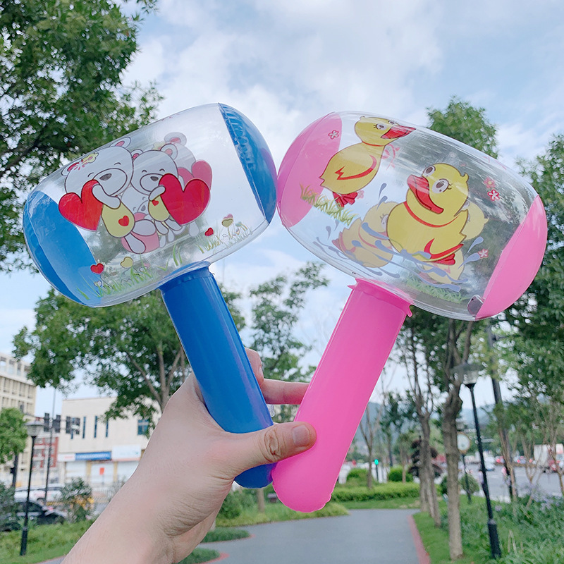 Juguete de martillo inflable para niños pequeño martillo globo de dibujos animados bebé golpear palo accesorios de castigo con silbato campana