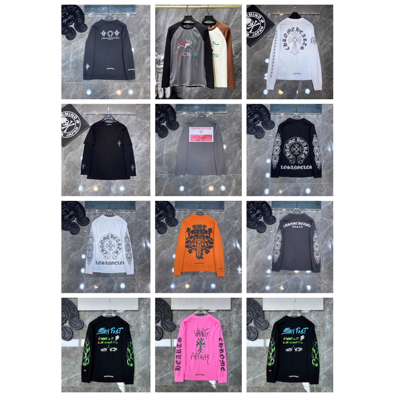 Cross-Border Trendy Brand 25 New Style Long-Sleeve T-Shirt, Double Yarn Pure Cotton, High Weight, Unisex, One-Piece Dropshipping