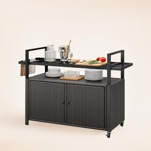 Multifunctional Outdoor Barbecue Luxury Cart with Storage Cabinet Removable Dining Cart Snack Cart Portable