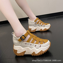 内增高女鞋镂空凉鞋2024夏季新款百搭厚底透气休闲鞋低帮运动鞋潮