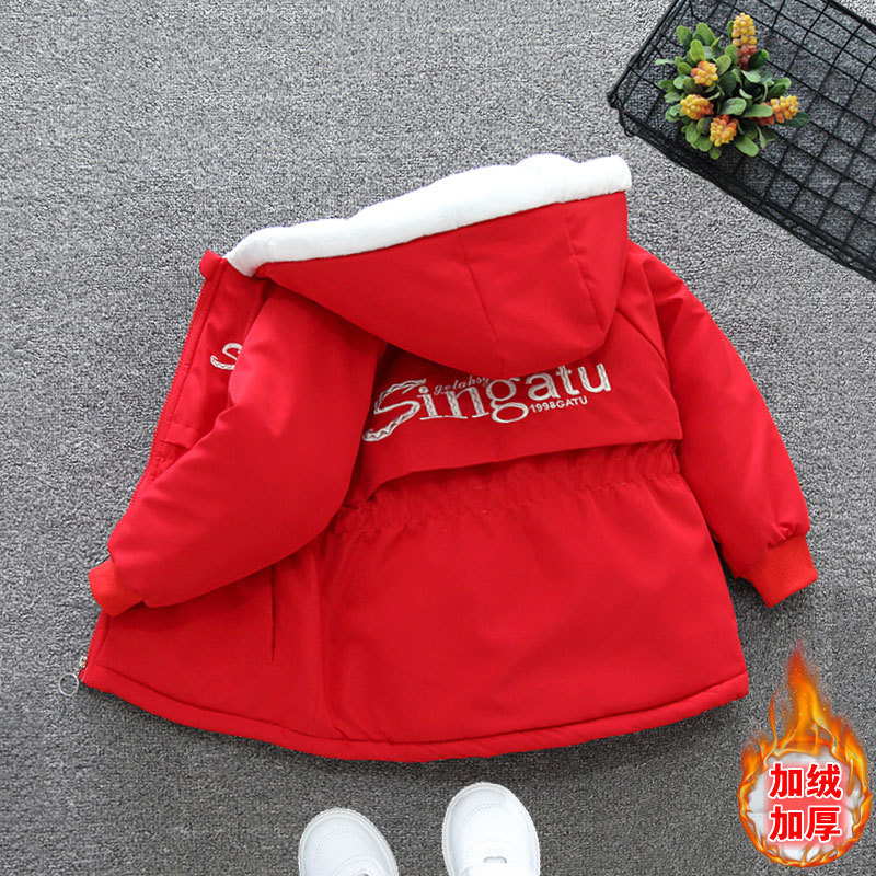 Girls cotton-padded jacket winter clothes new children's fashion western-style comfortable fleece-lined thick parker clothes men's big children's cotton-padded jacket coat