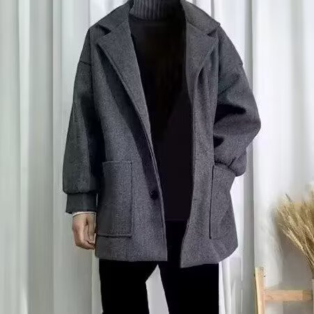 Nuevo abrigo de lana transfronterizo, abrigo de primavera para hombres, abrigo de moda de primavera y otoño, abrigo de moda casual.