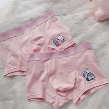 2023年粉色兔子男士内裤男平角女三角性感棉质情侣内衣套装一件代