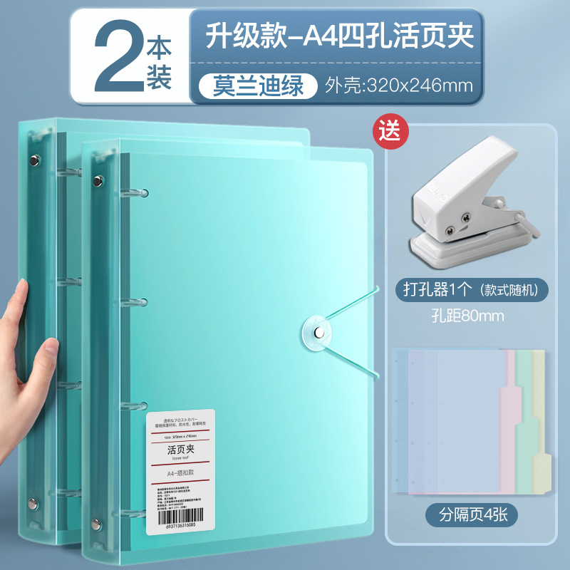 [업그레이드 및 두꺼워짐] 녹색 2개 + 홀 펀치 + 구분 페이지 8개