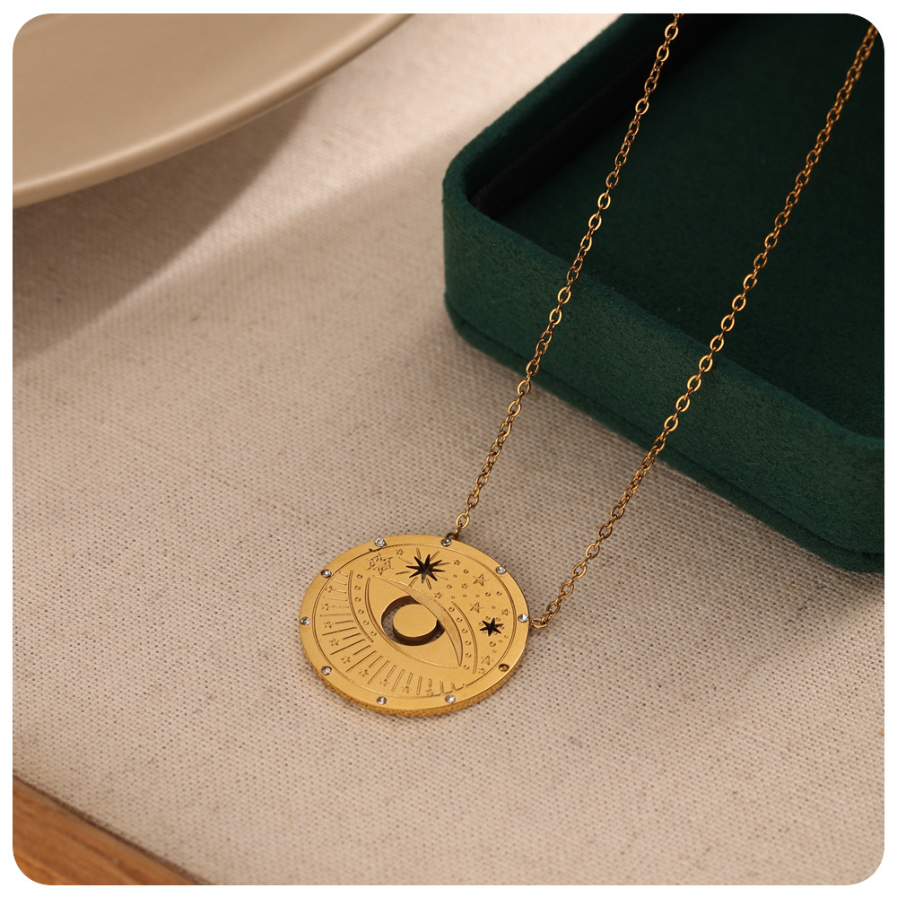 304 Stainless Steel Material Constellation Pattern PVD Coated Real Gold Plated Constellation 304 Stainless Steel Simple Style Waterproof Non Tarnish 304 Stainless Steel Pendant Necklace