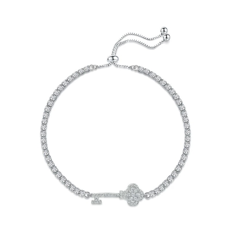 Popular Niche Designer Sweet Gift Internet Celebrity Versatile Personalized Women's Key Bracelet High-End Tennis Chain